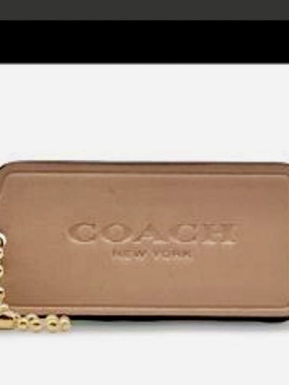 Coach Tan Leather Luggage Tag with Gold Ball Chain